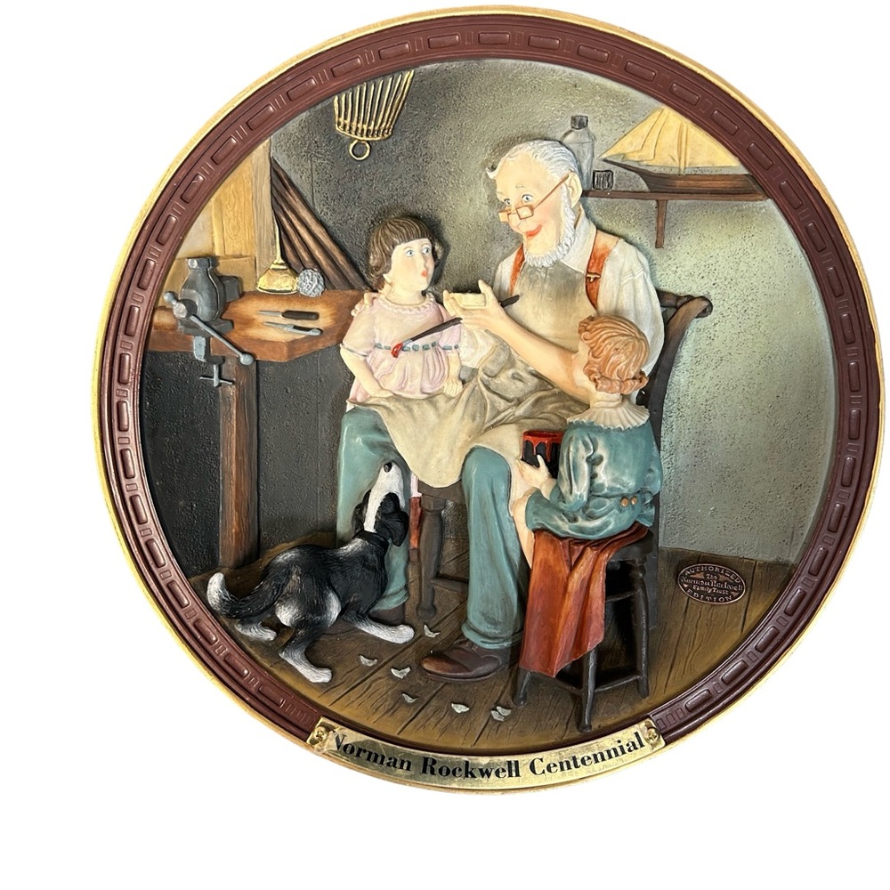 Norman Rockwell Centennial Collector 8” Plate - The Toymaker in 3D - Picture 7 of 8